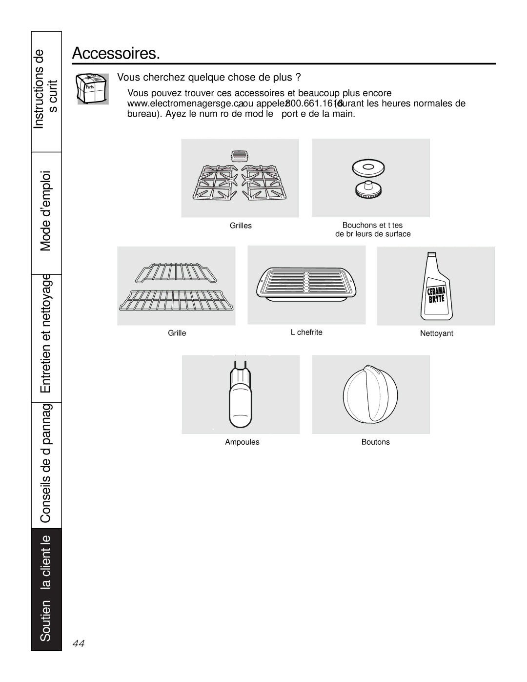 GE PGS968 owner manual Accessoires, Vous cherchez quelque chose de plus ? 