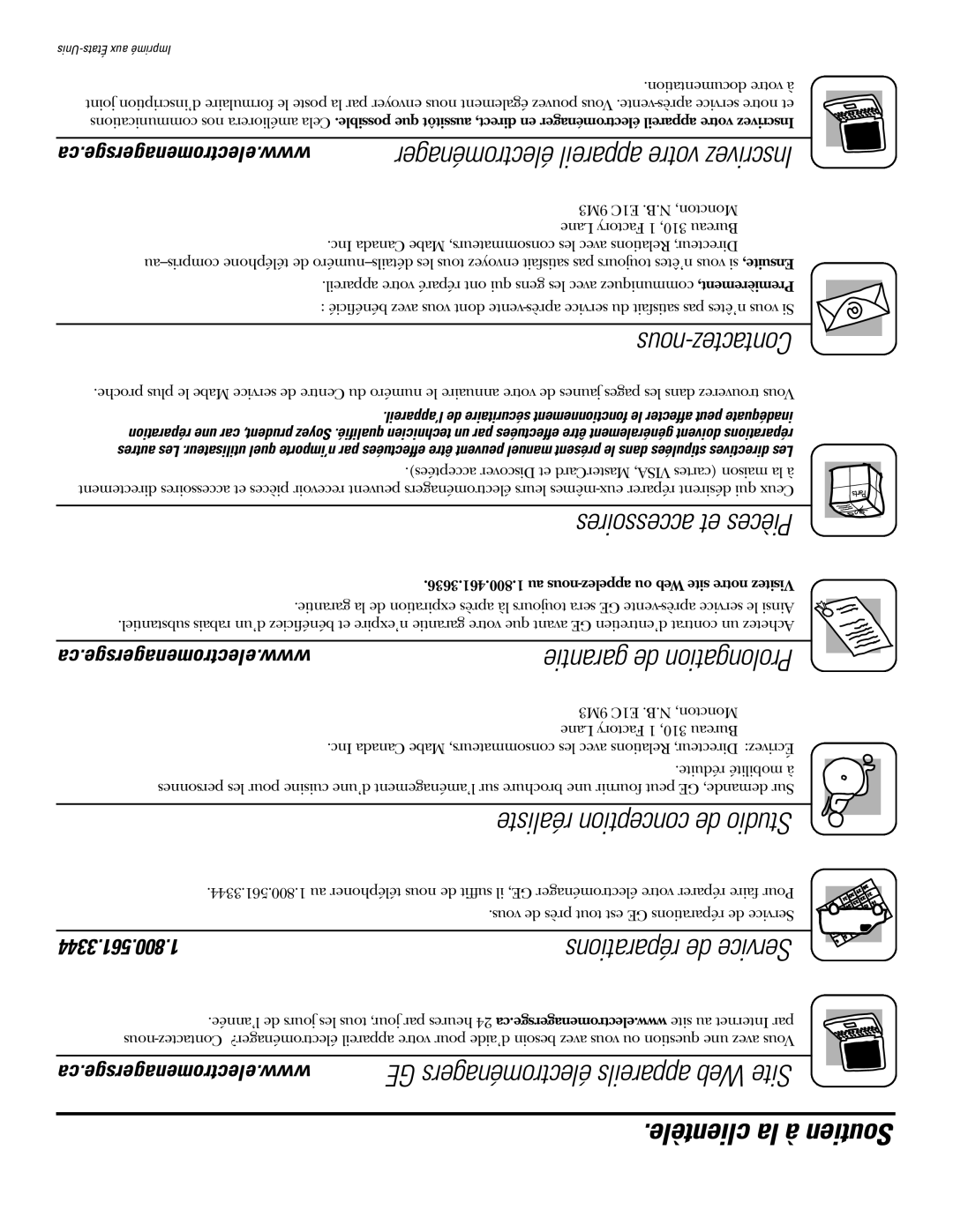 GE PGS968SEMSS owner manual Clientèle la à Soutien, Ca.electromenagersge.www 