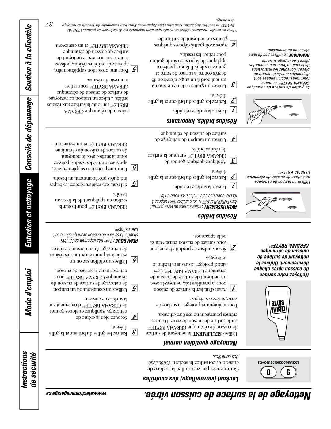 GE PGS968SEMSS Vitrée cuisson de surface la de Nettoyage, Brûlés Résidus, Normal quotidien Nettoyage, Contrôles des 