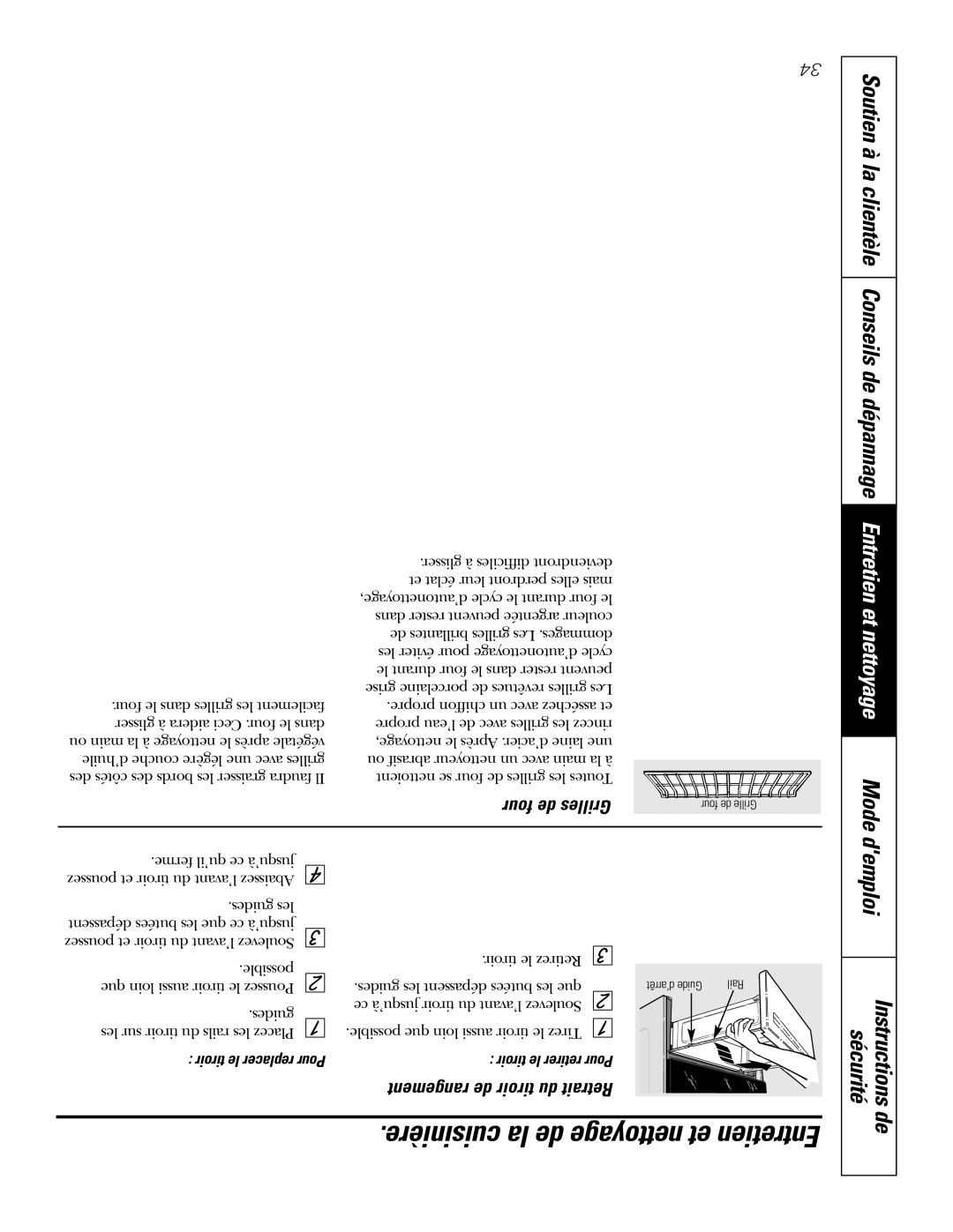 GE PGS968SEMSS owner manual Four de Grilles, Rangement de tiroir du Retrait, Tiroir le replacer Pour Tiroir le retirer Pour 