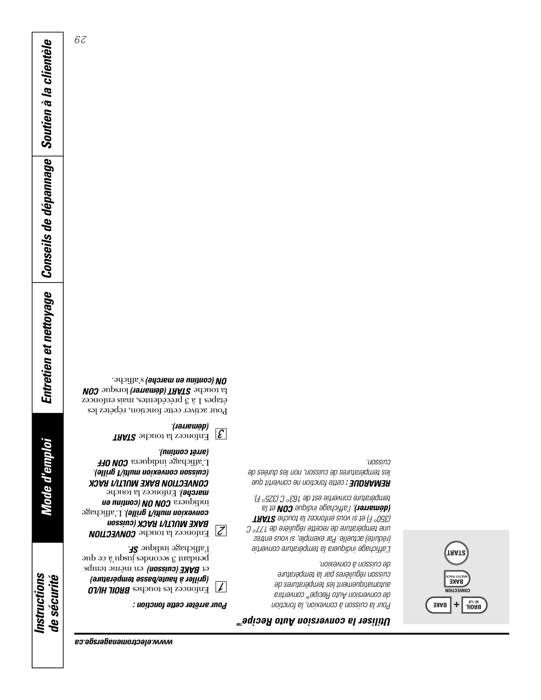 GE PGS968SEMSS owner manual Mode demploi Entretien, Recipe Auto conversion la Utiliser 