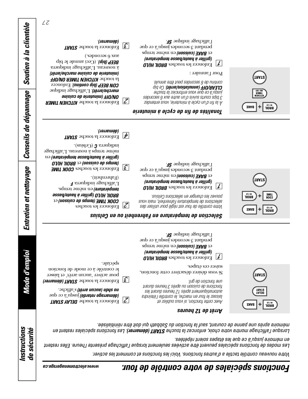 GE PGS968SEMSS owner manual Clientèle, De dépannage Soutien à la, Et nettoyage Conseils, Heures 12 de Arrêt 