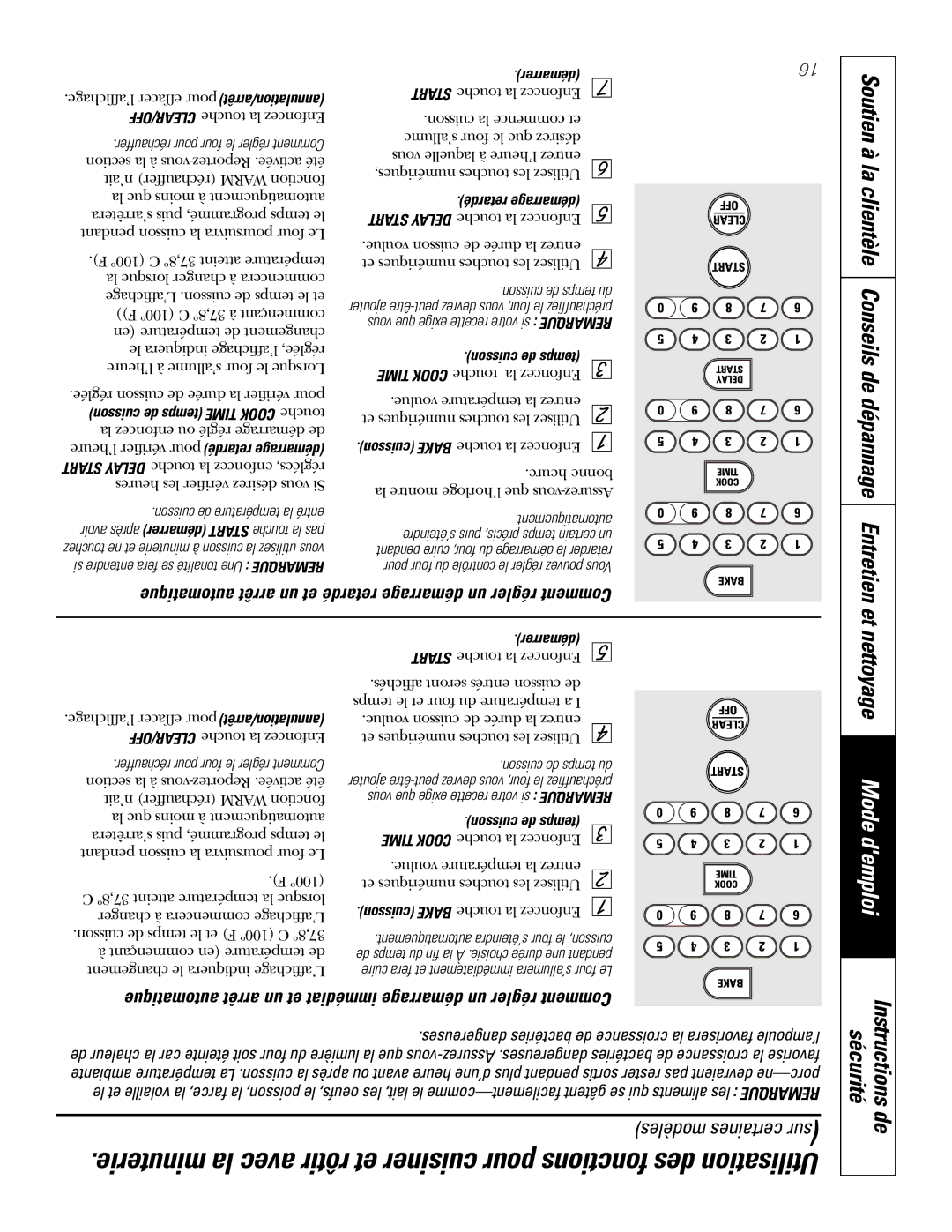 GE PGS968SEMSS owner manual Retardé démarrage, Cuisson de temps 