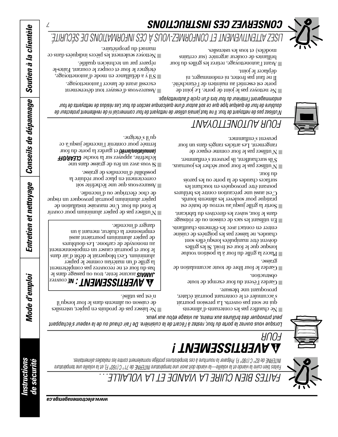 GE PGS968SEMSS owner manual Instructions CES Conservez, Mode demploi Entretien et nettoyage Conseils de 