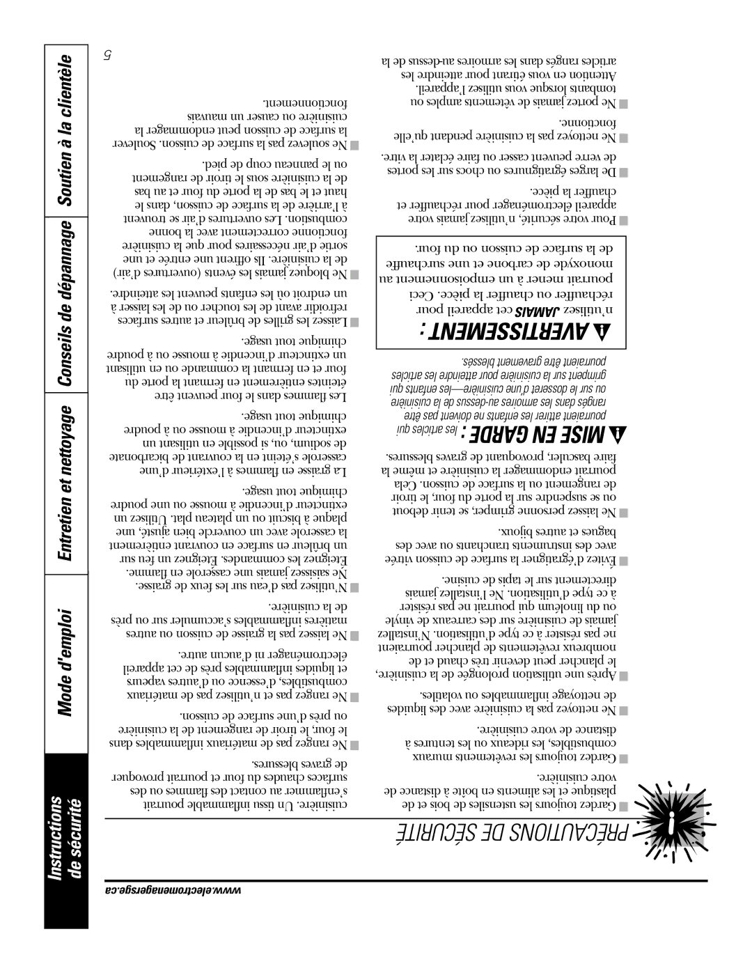 GE PGS968SEMSS owner manual Sécurité DE Précautions 