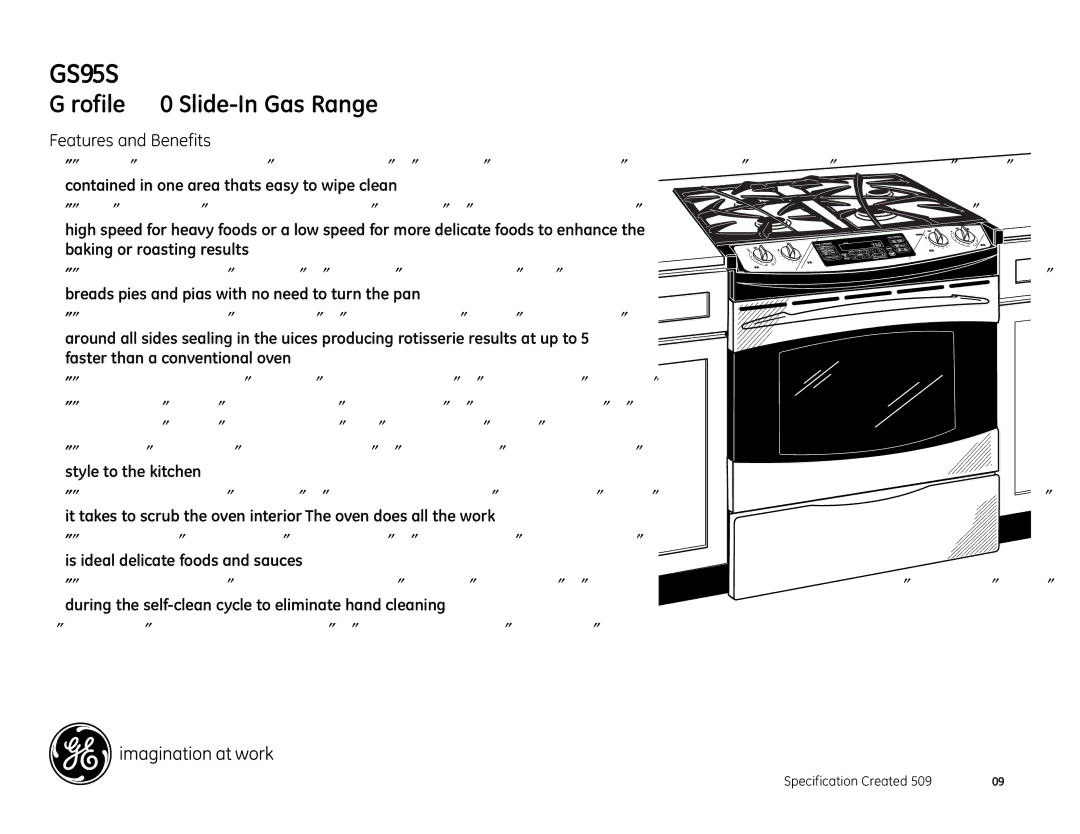 GE PGS975SEPSS installation instructions Features and Benefits 