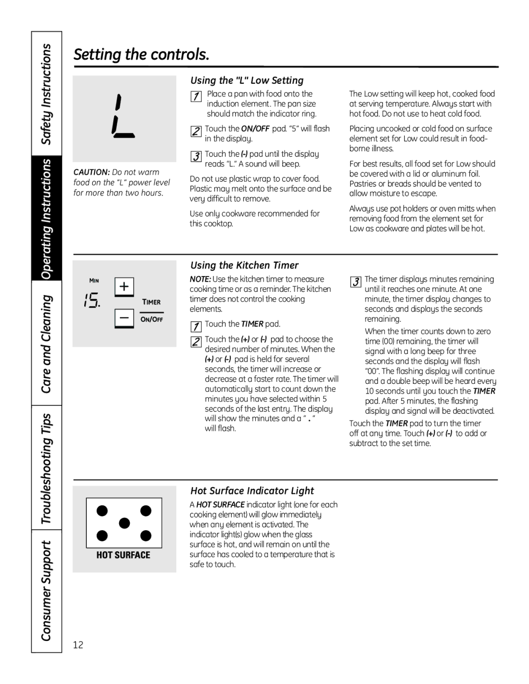 GE PHP960SMSS manual Operating Instructions Safety, Troubleshooting Tips Care and Cleaning, Using the L Low Setting 