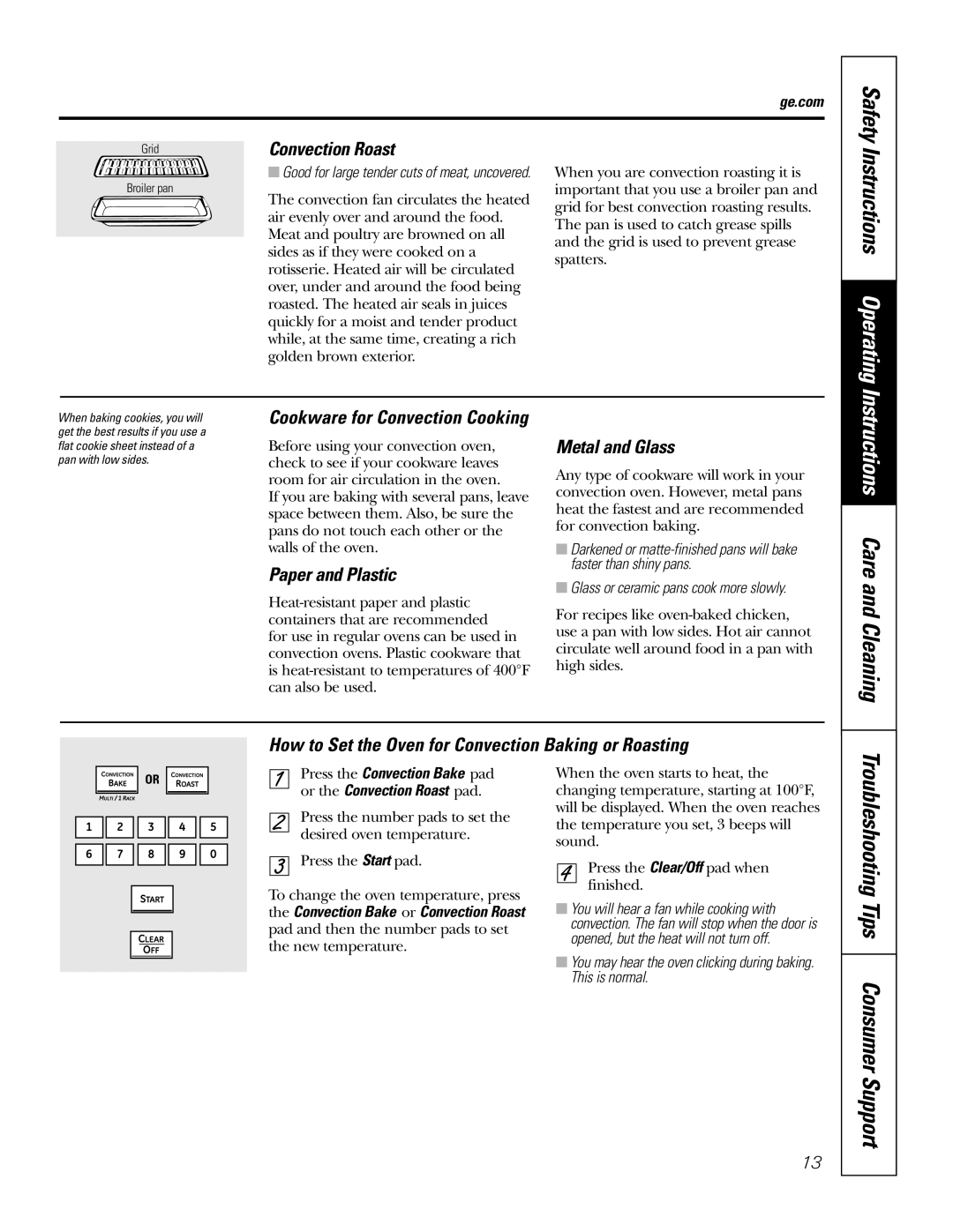 GE PK916 owner manual Instructions Operating, Instructions Care and Cleaning, Safety 