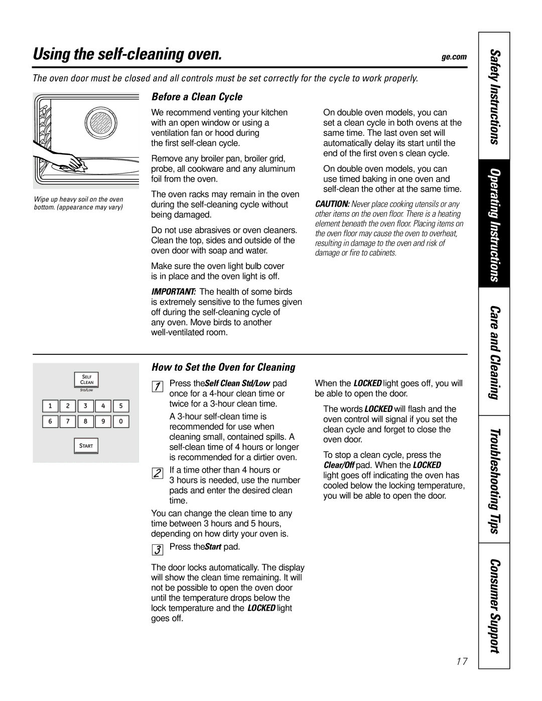 GE PK916 owner manual Using the self-cleaning oven, Cleaning Troubleshooting Tips, Before a Clean Cycle 