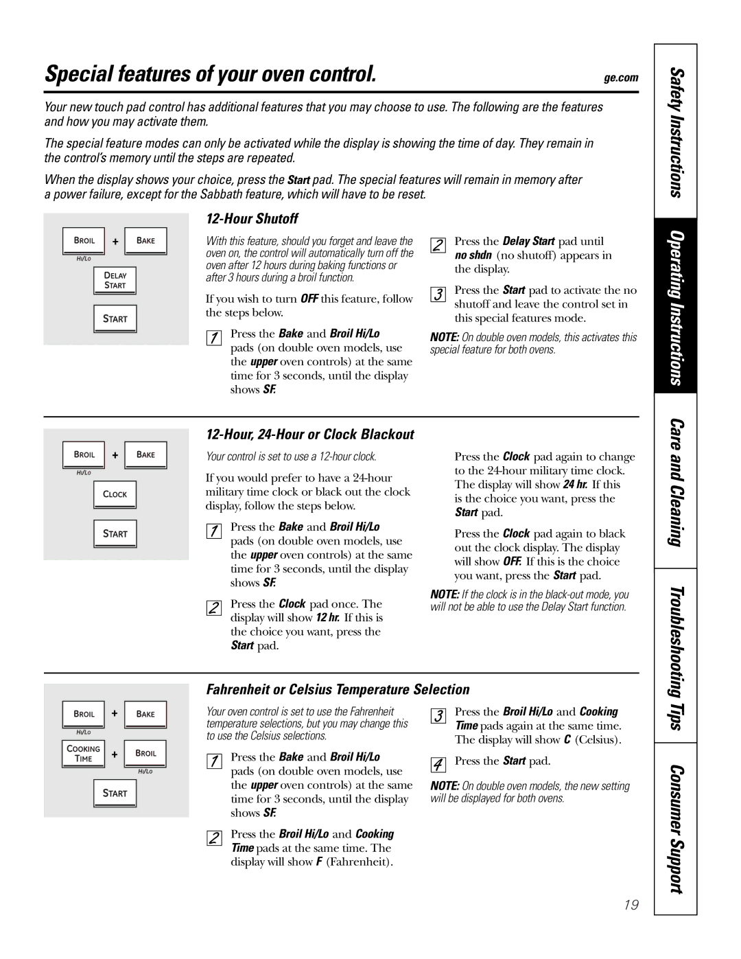 GE PK916 owner manual Special features of your oven control, Tips Consumer Support, Safety Instructions 