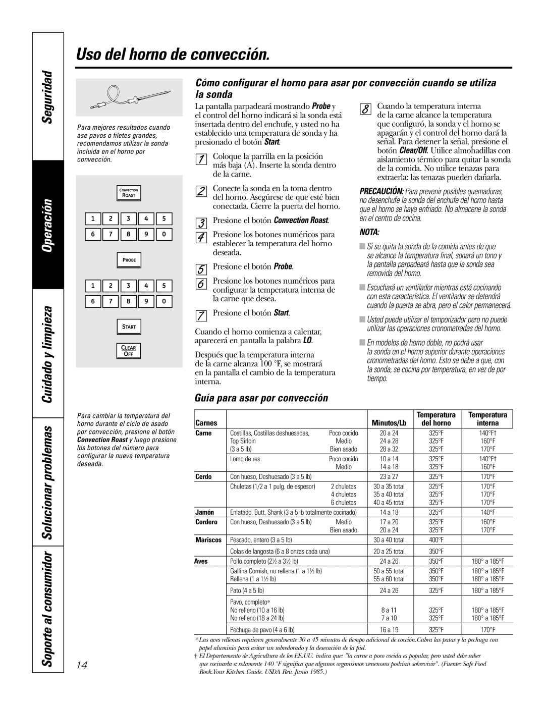 GE PK916 owner manual Soporte al consumidor Solucionar problemas, Guía para asar por convección 