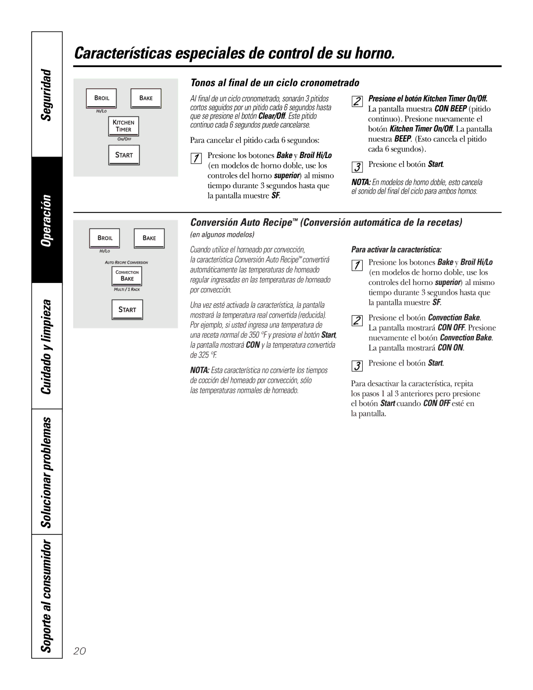 GE PK916 owner manual Tonos al final de un ciclo cronometrado, Las temperaturas normales de horneado 