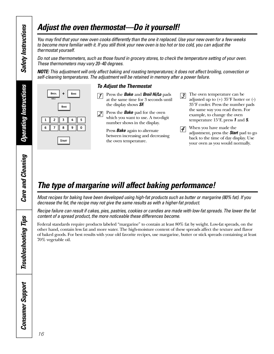 GE PK916 owner manual Adjust the oven thermostat-Doit yourself, Safety Instructions, Cleaning Operating Instructions 