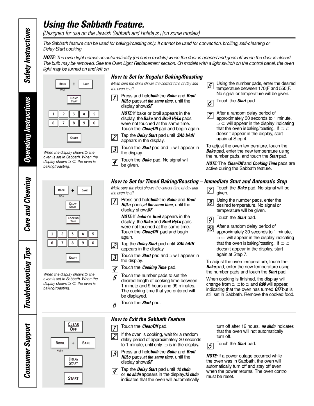 GE PK91627 manual Using the Sabbath Feature, How to Set for Regular Baking/Roasting, How to Exit the Sabbath Feature 