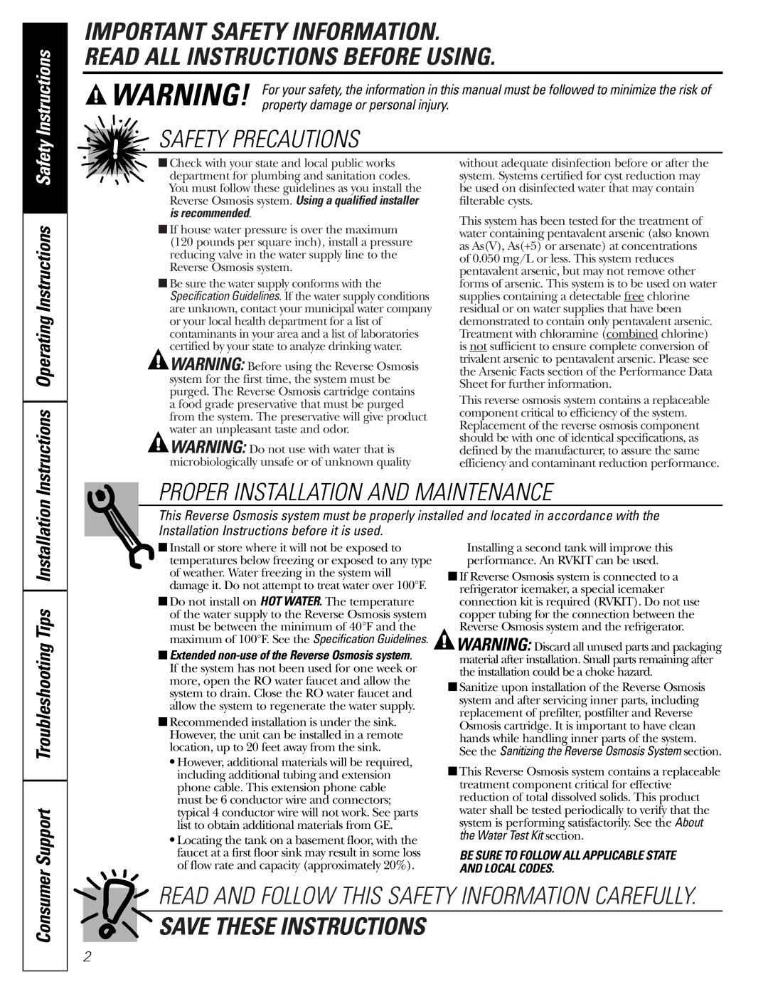 GE PNRQ21LBN, PNRQ21LRB owner manual Safety Precautions 