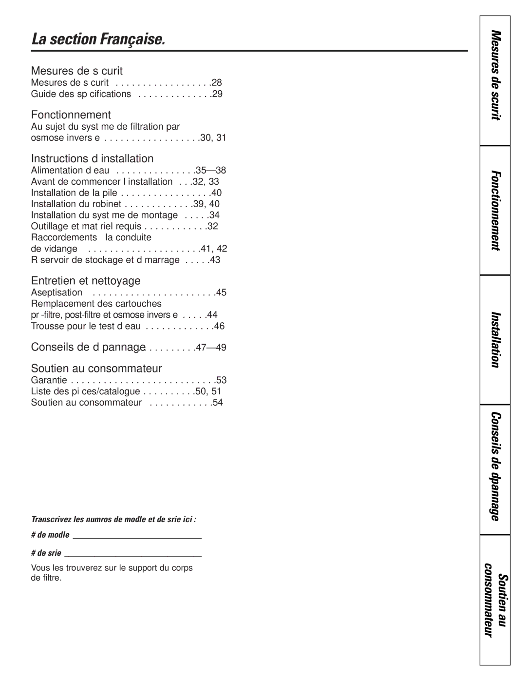 GE PNRQ21LRB, PNRQ21LBN owner manual La section Française, Fonctionnement 