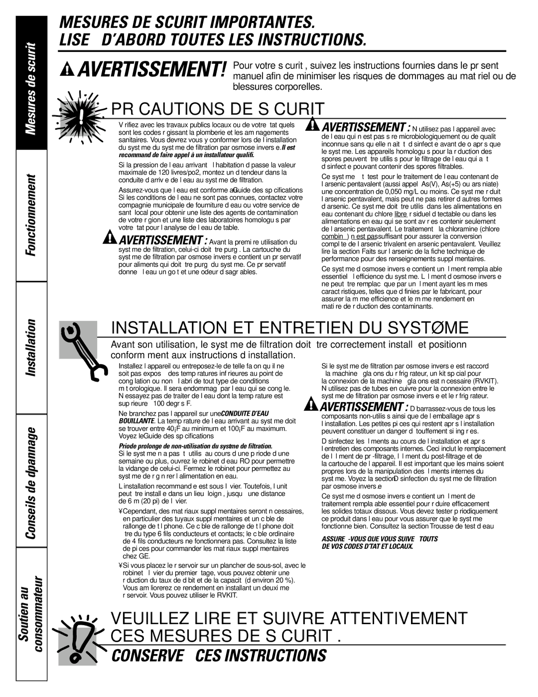 GE PNRQ21LBN, PNRQ21LRB owner manual Conservez CES Instructions 