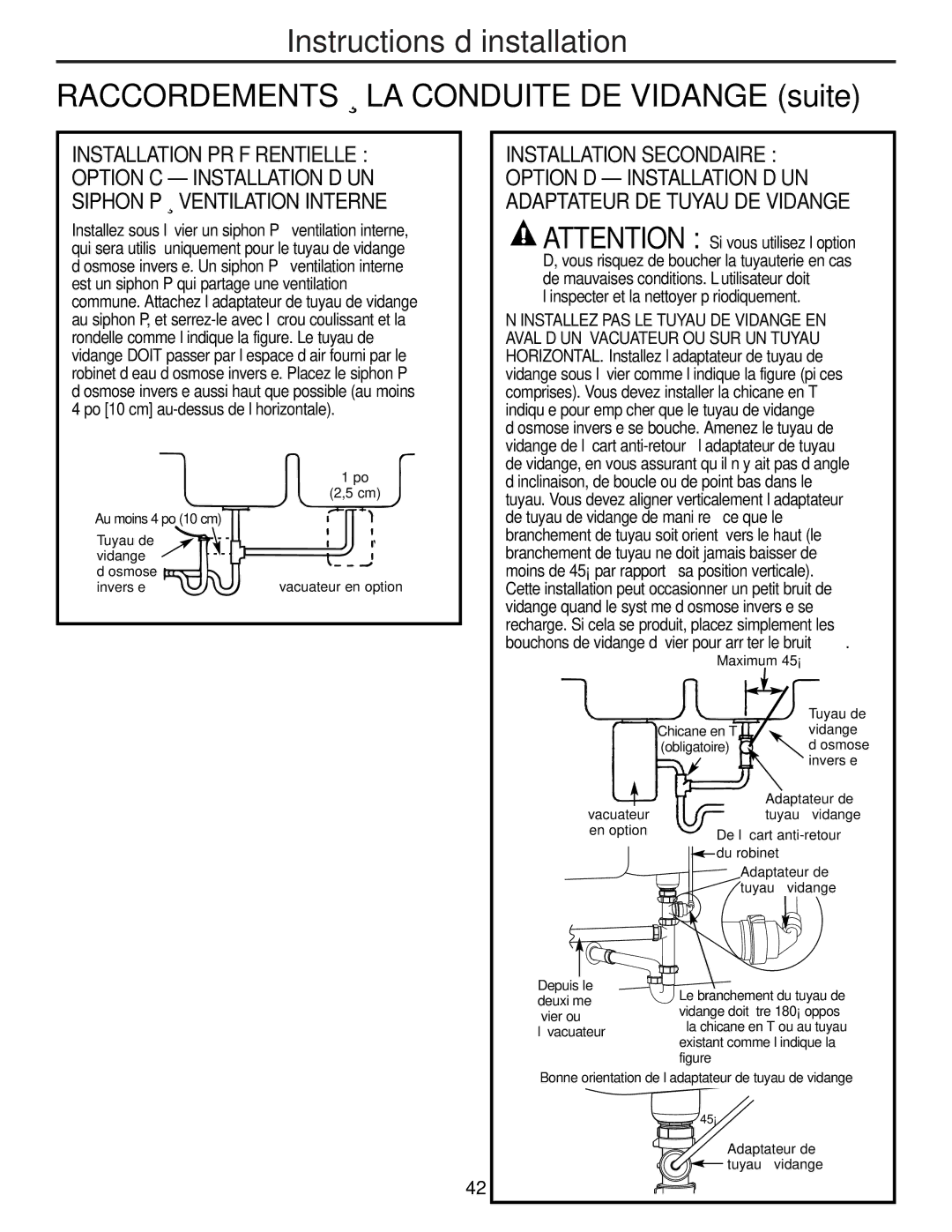 GE PNRQ21LBN, PNRQ21LRB owner manual Maximum Tuyau de 