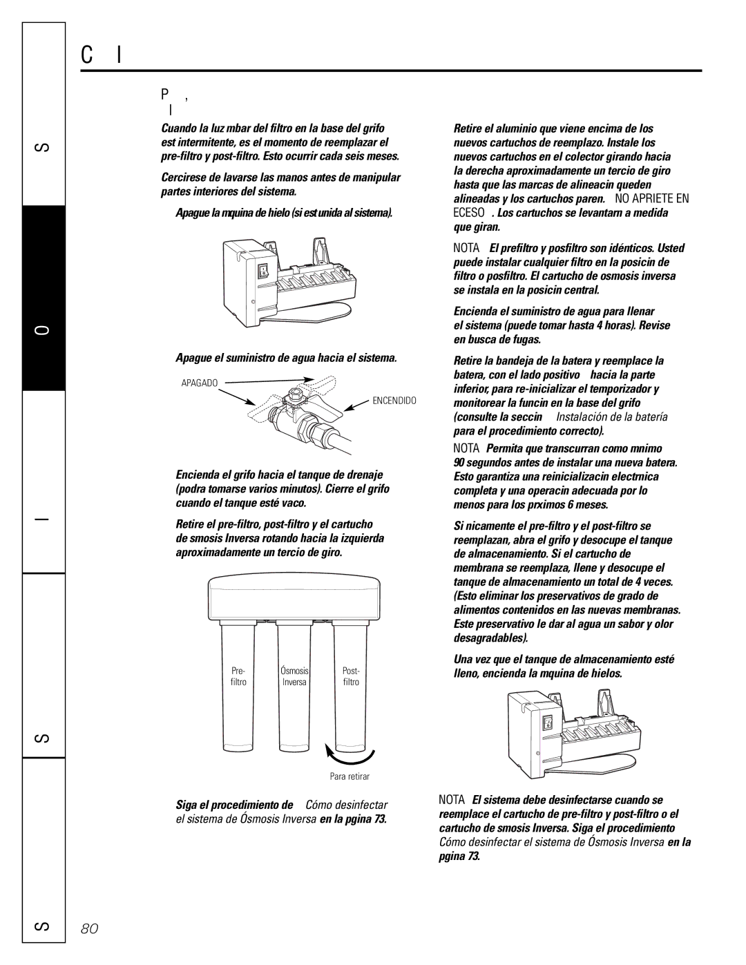 GE PNRQ21LBN, PNRQ21LRB owner manual Cuidado y limpieza del sistema de Ósmosis Inversa, Instalación Solucionar problemas 