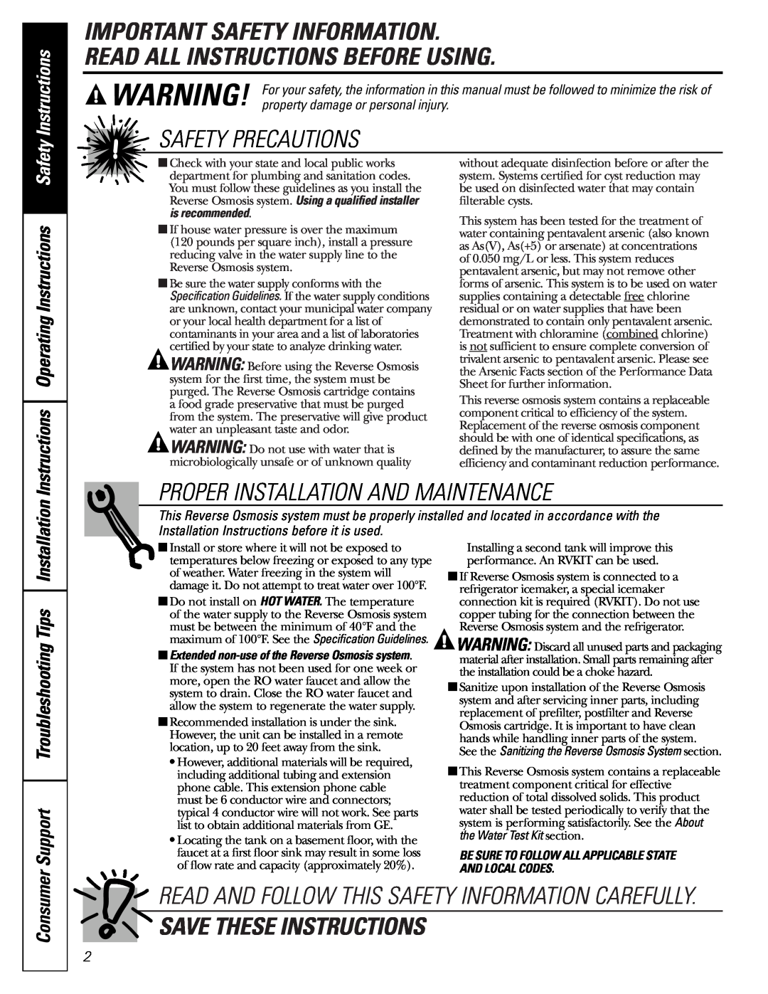 GE PNRQ21LBN Important Safety Information Read All Instructions Before Using, Safety Precautions, Save These Instructions 