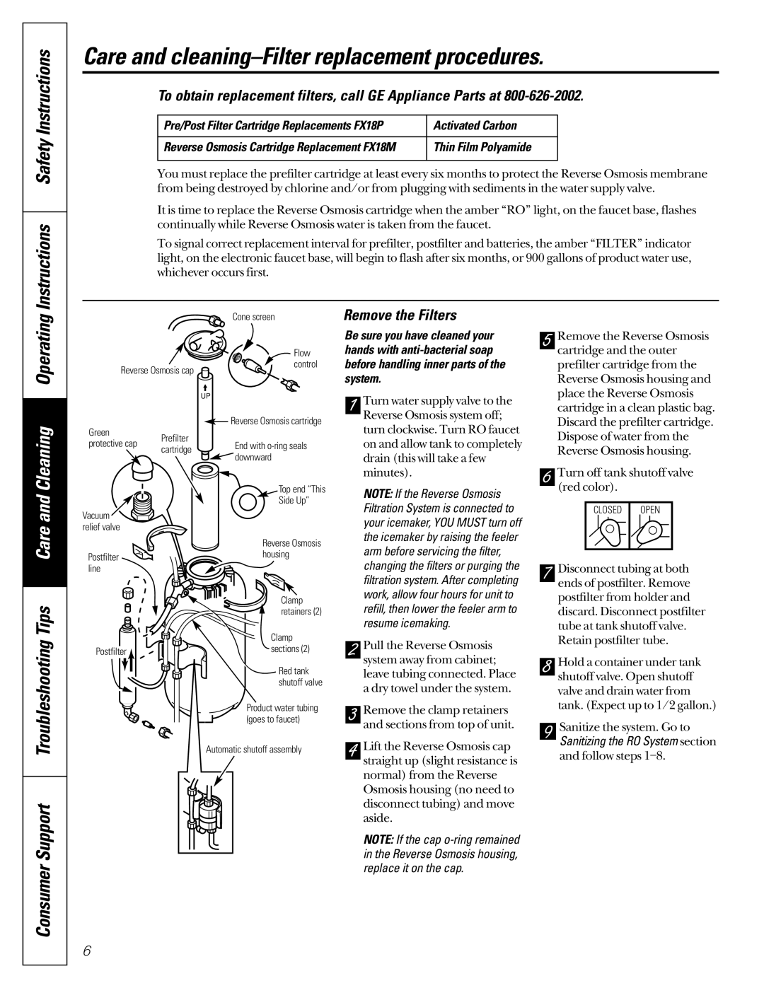 GE PNRV18ZWH01 Care and cleaning-Filter replacement procedures, Instructions Safety Instructions, Remove the Filters 