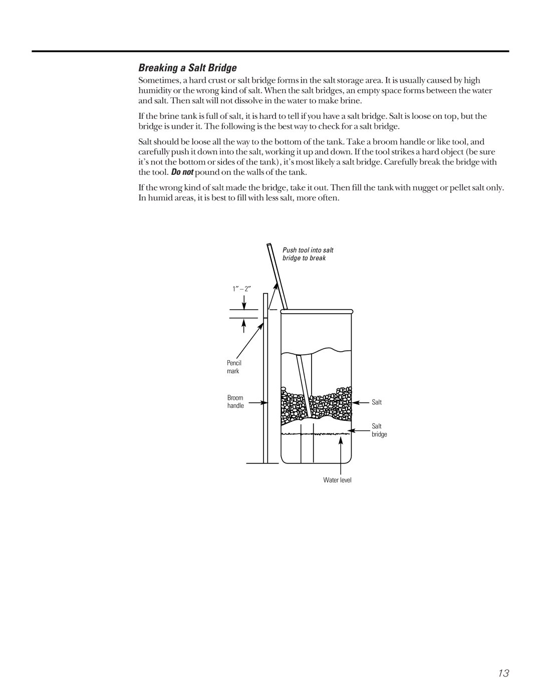 GE PNSF39Z01 owner manual Breaking a Salt Bridge 