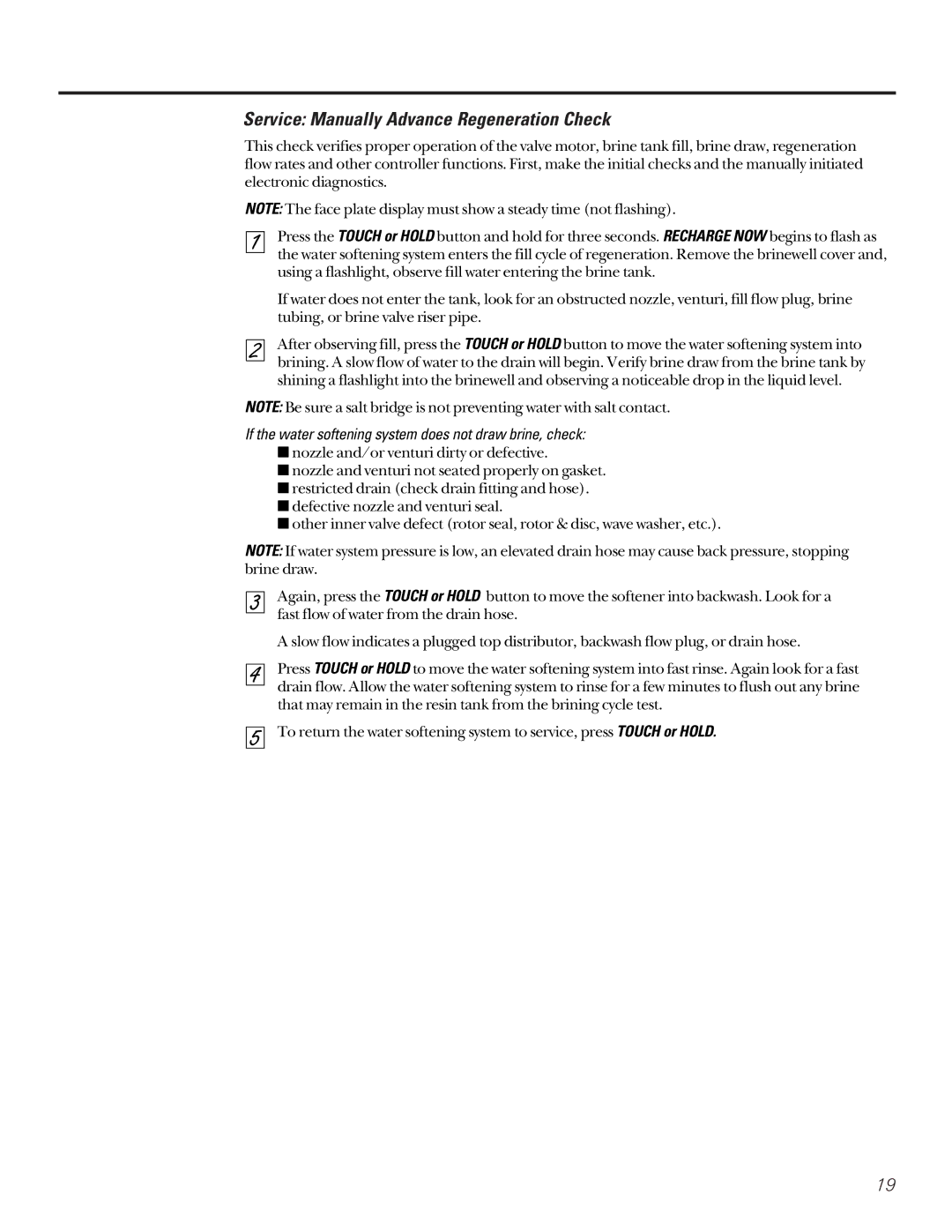 GE PNSF39Z01 owner manual If the water softening system does not draw brine, check 