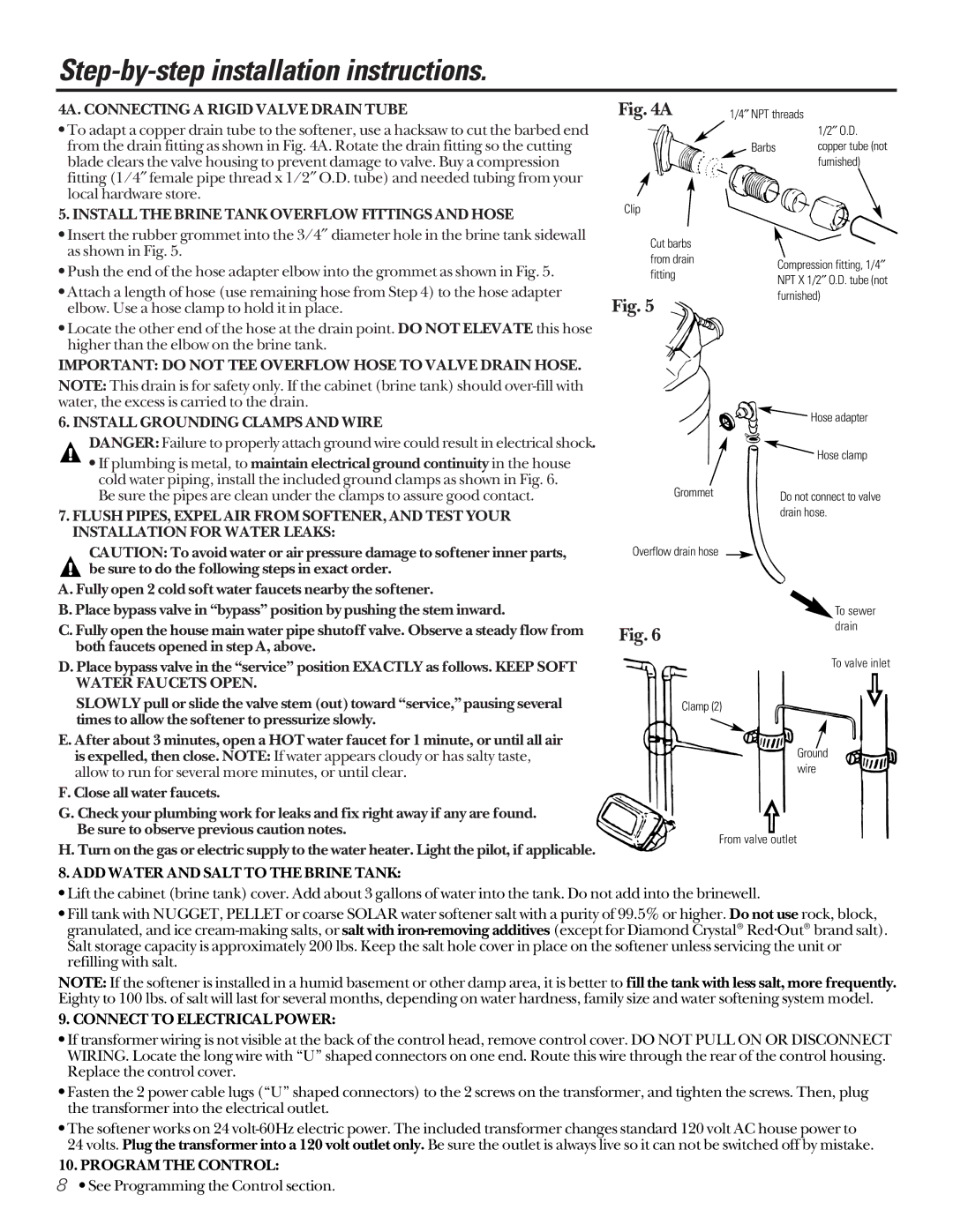 GE PNSF39Z01 owner manual 4A. Connecting a Rigid Valve Drain Tube 