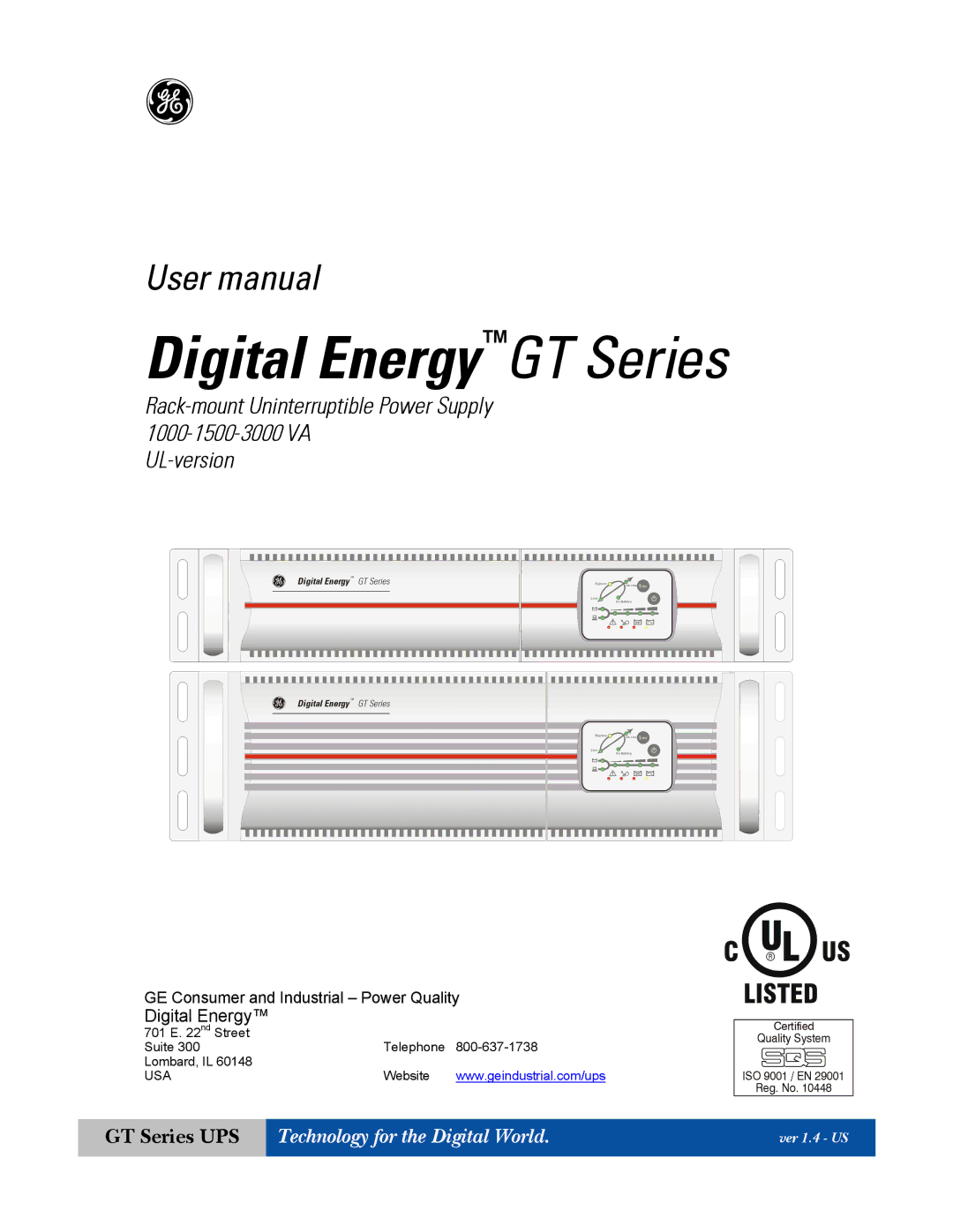 GE Power Supply user manual Digital EnergyTMGT Series 