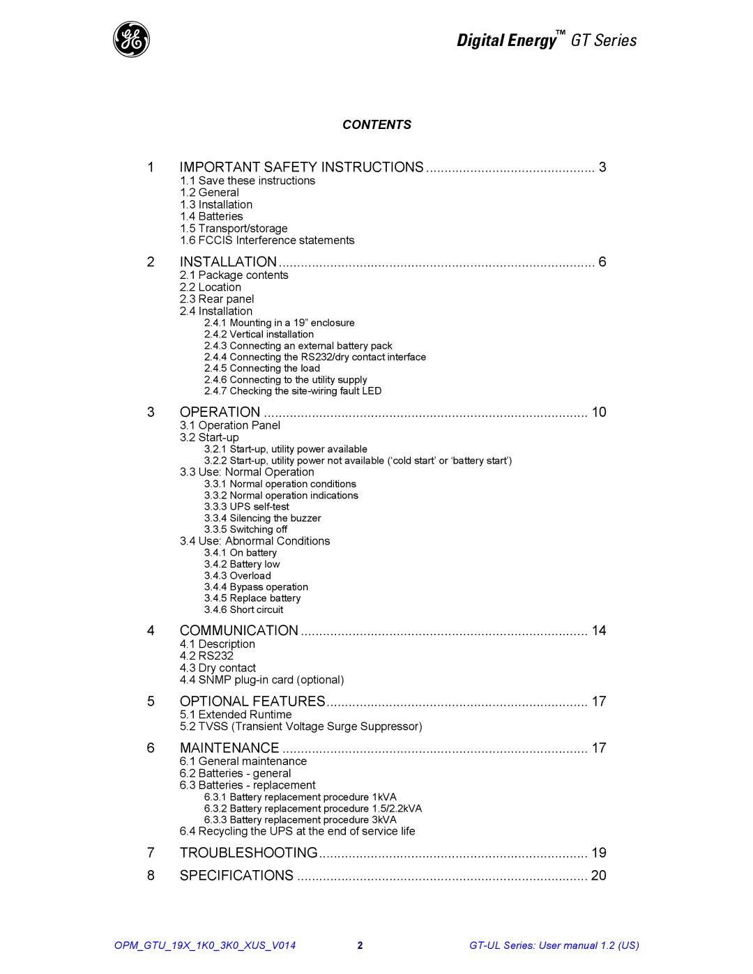 GE Power Supply user manual Important Safety Instructions 