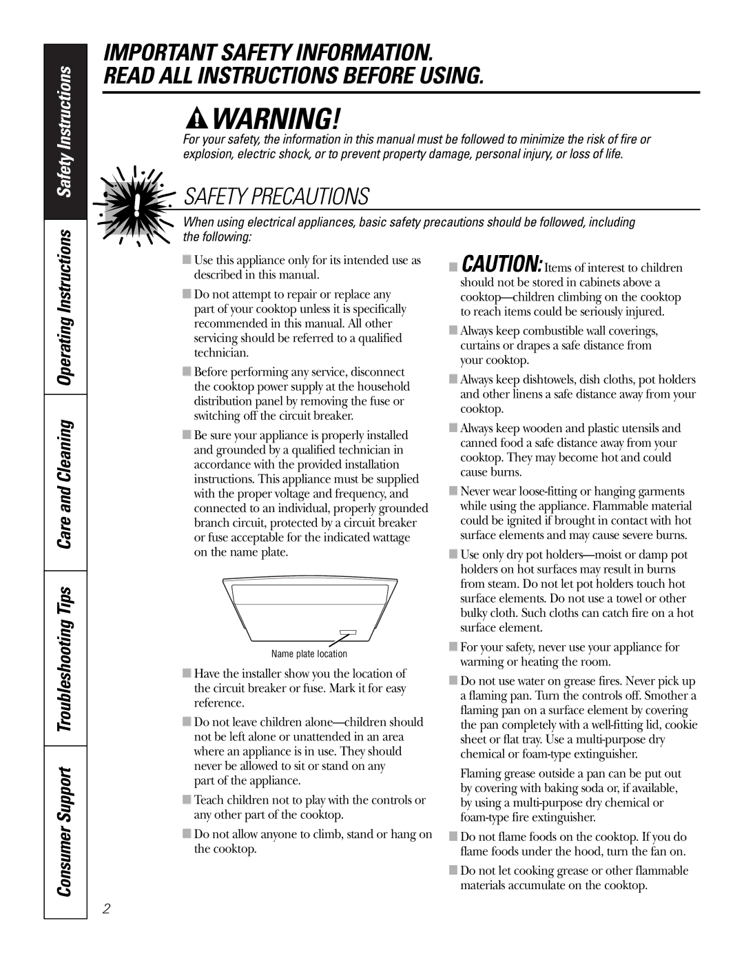 GE PP912, PP932, PP942, PP972, PP962, 49-80413 owner manual Safety Precautions, Safety Instructions 