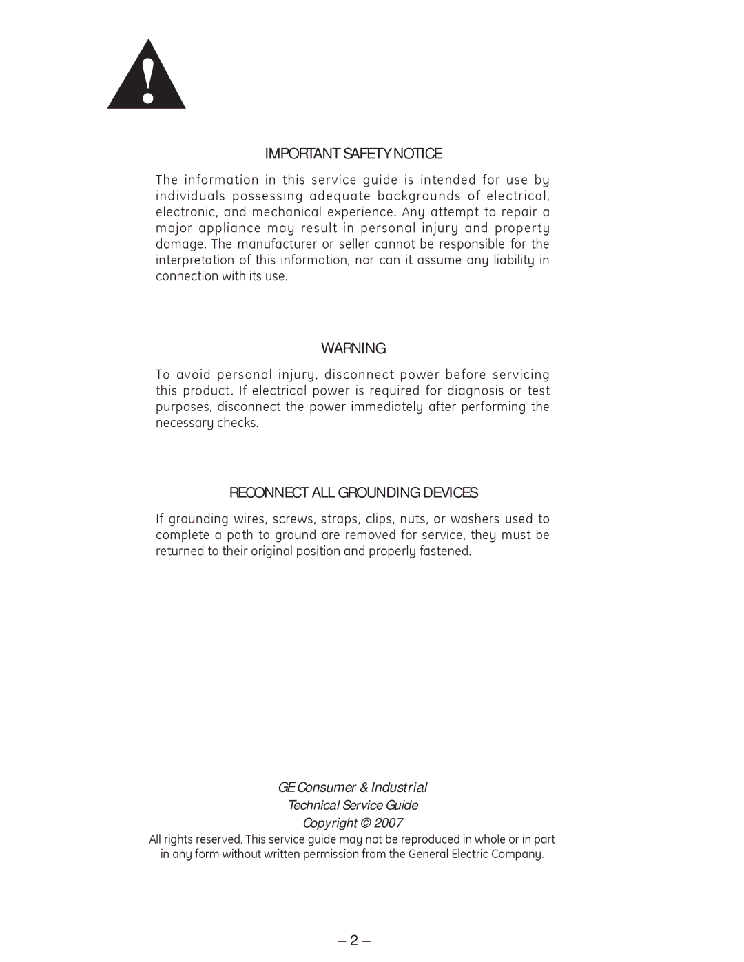 GE PP945, PP975 manual Important Safety Notice 