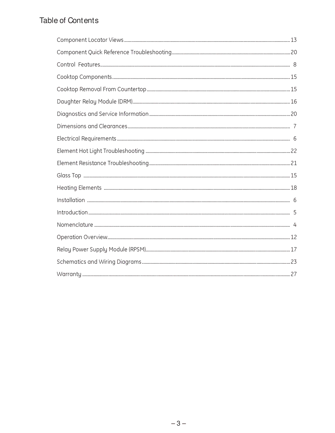 GE PP975, PP945 manual Table of Contents 