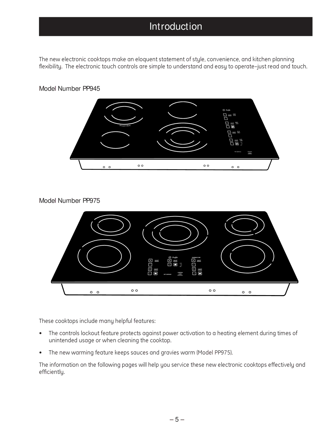 GE manual Introduction, Model Number PP945, Model Number PP975 