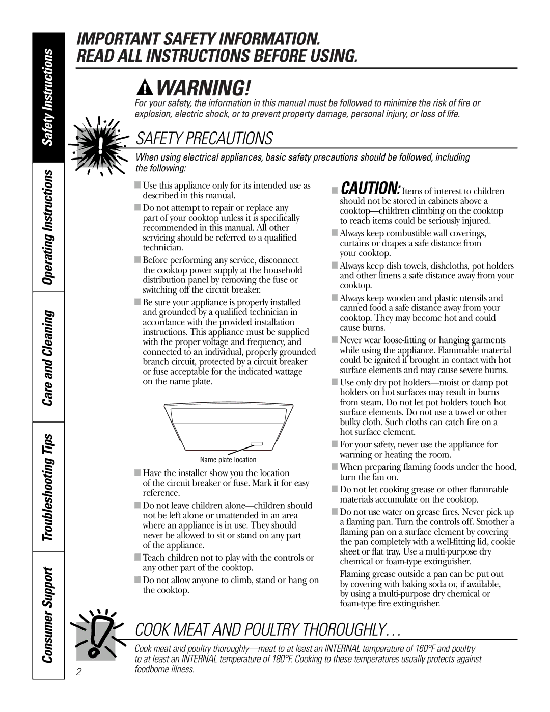 GE PP945, PP975 owner manual Safety Precautions 