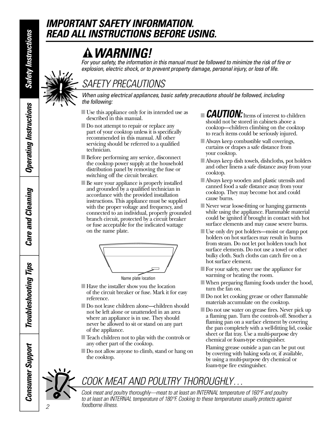 GE PP945, PP975 Important Safety Information, Read All Instructions Before Using, Safety Precautions, Safety Instructions 