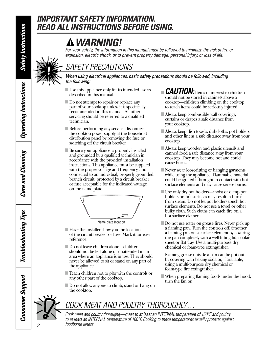 GE PP950, PP980 owner manual Safety Precautions 