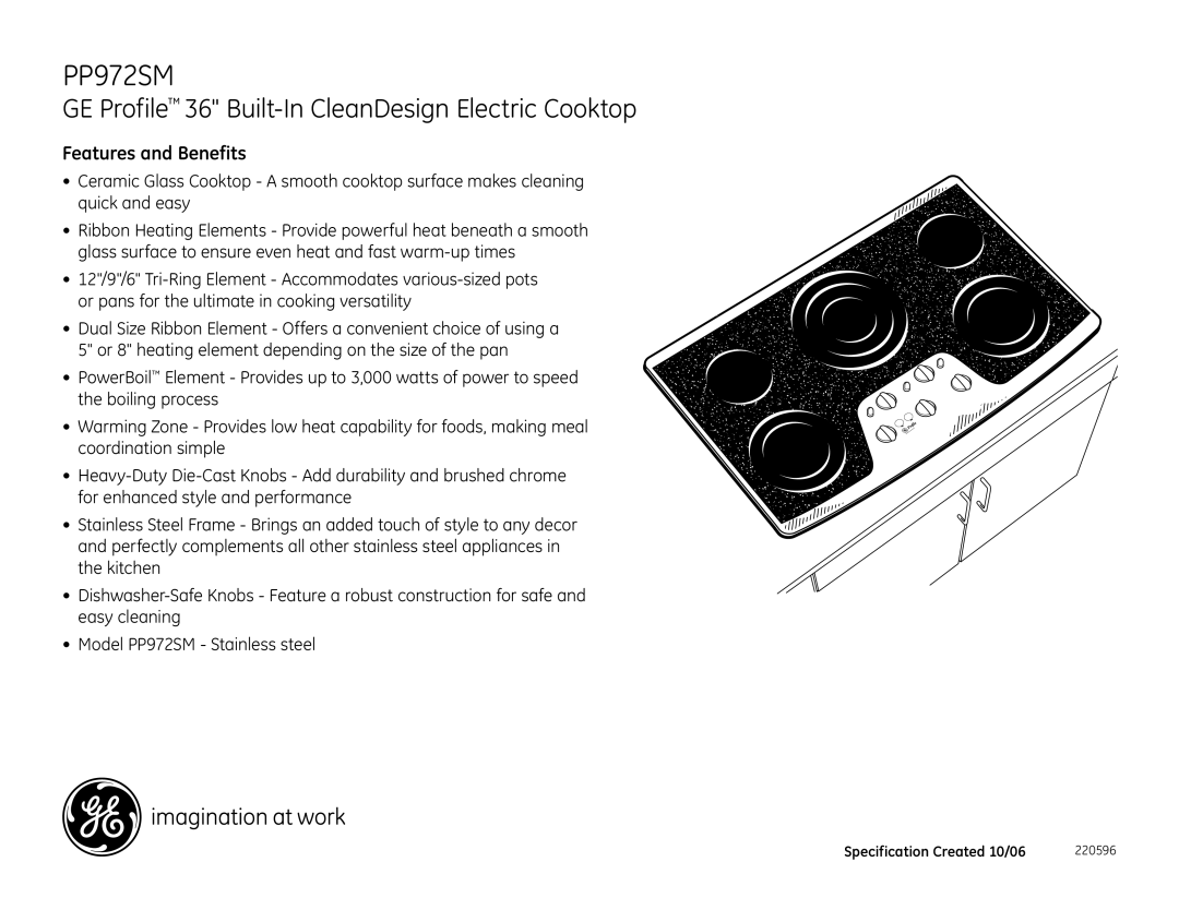 GE PP972SM installation instructions Features and Benefits 