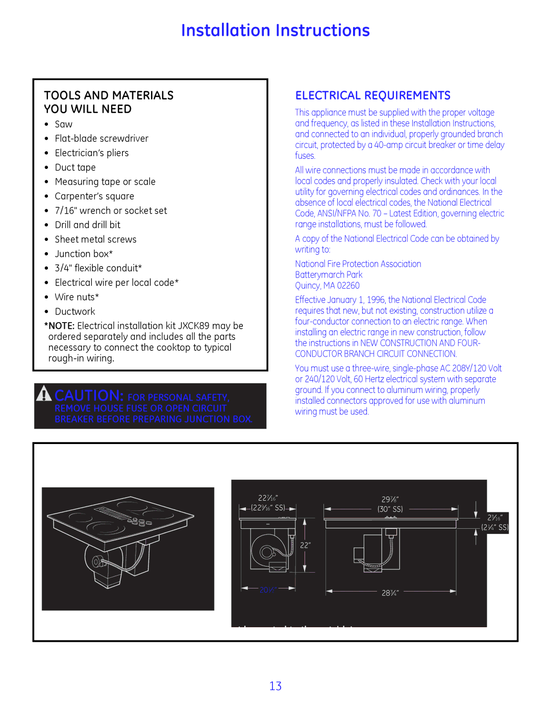 GE PP989 owner manual 353$5$7,21, 75,&$/548,50176, &22.723,016,21625551&21/, 8QLWVKRZQIXOO\DVVHPEOHG 