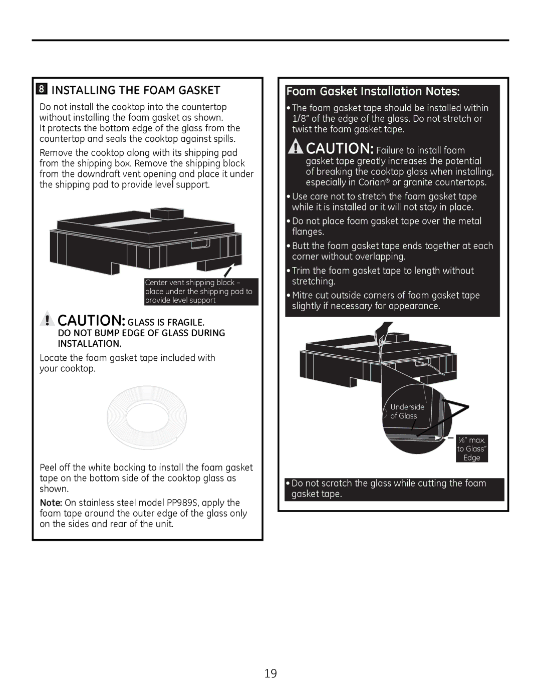 GE PP989 owner manual 813$&.,1*7+&22.723,167$//,1*7+*$6.7,  ,167$//,1*7+2$0*$6.7 