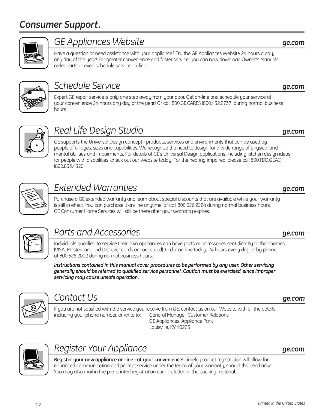 GE Profile Washer Consumer Support GE Appliances Website, Schedule Service, Real Life Design Studio, Extended Warranties 