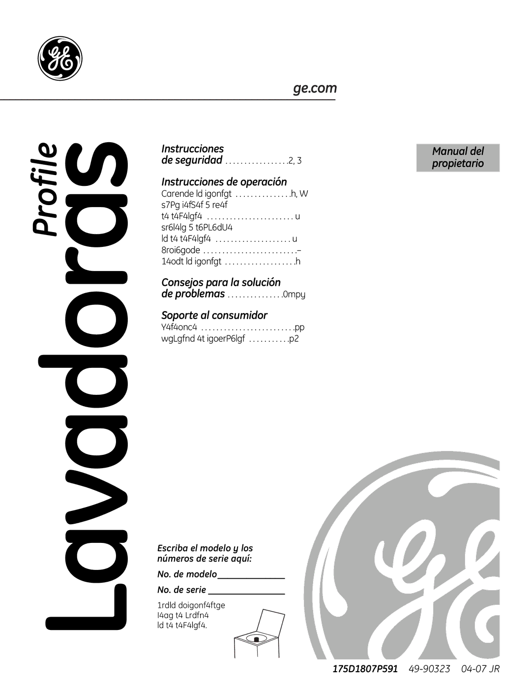 GE Profile Washer Instrucciones de operación, Consejos para la solución, Soporte al consumidor, Manual del propietario 