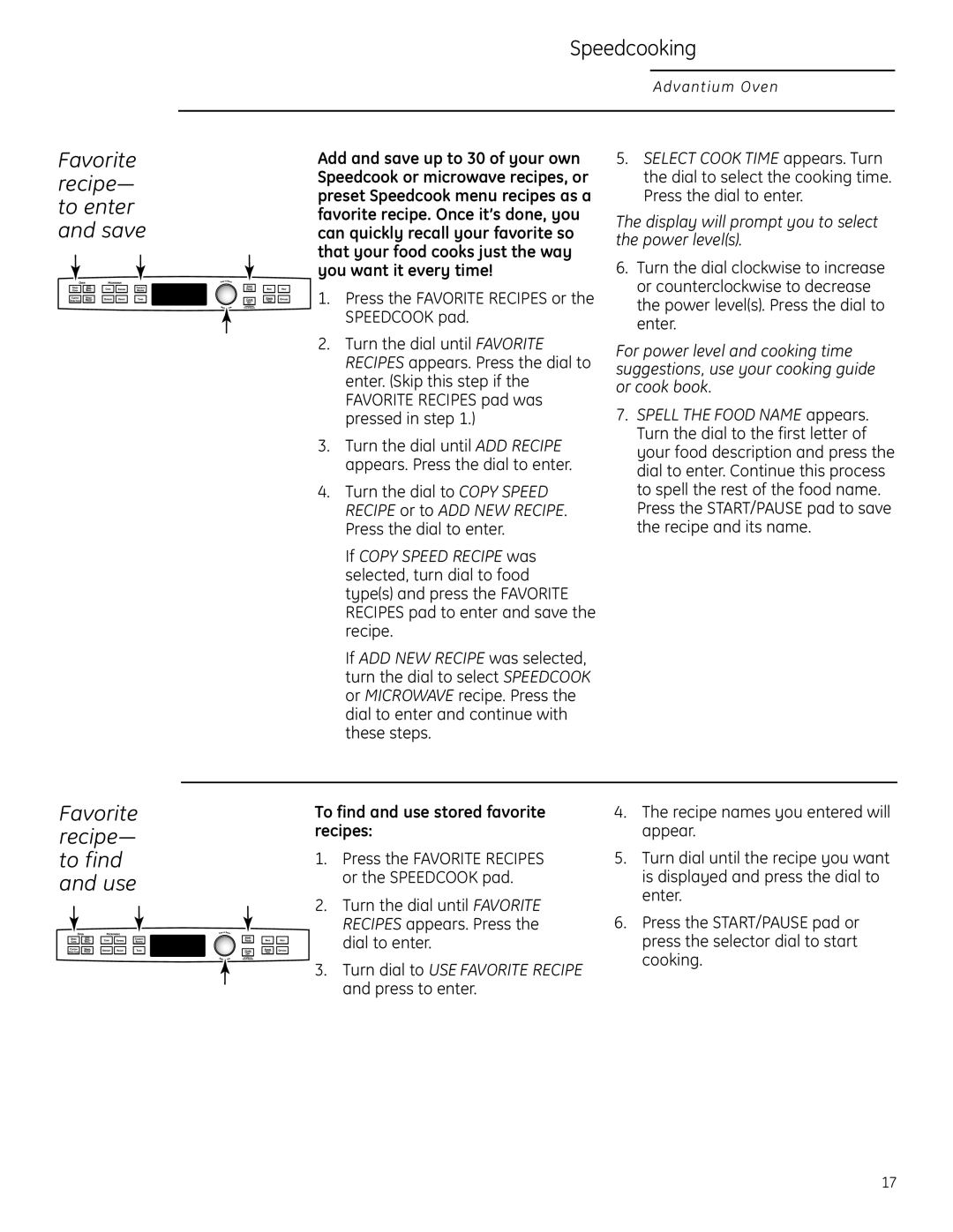 GE PSB1200, PSB1201 owner manual To find and use stored favorite recipes 