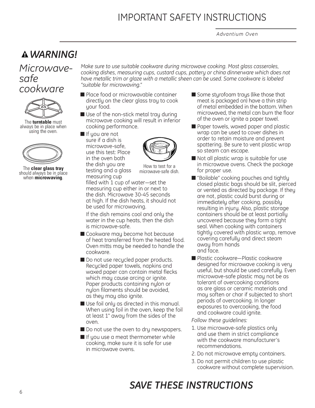 GE PSB1201, PSB1200 owner manual Follow these guidelines, Do not microwave empty containers 