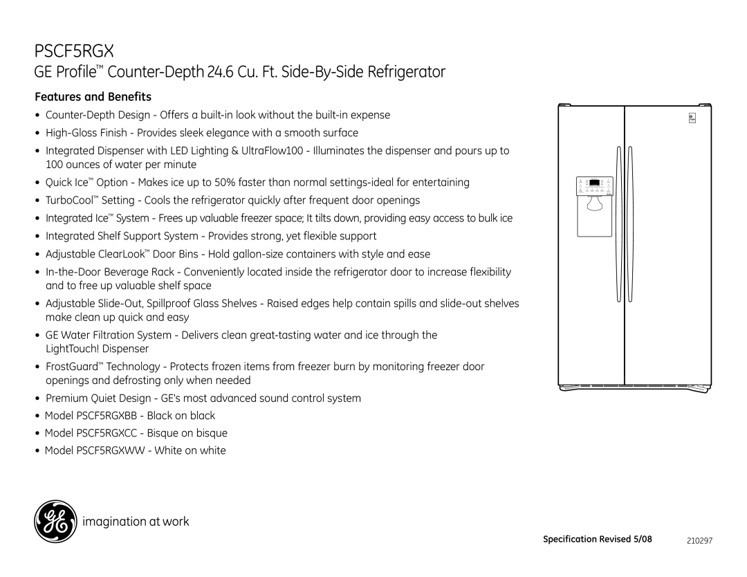 GE PSCF5RGX dimensions Features and Benefits 