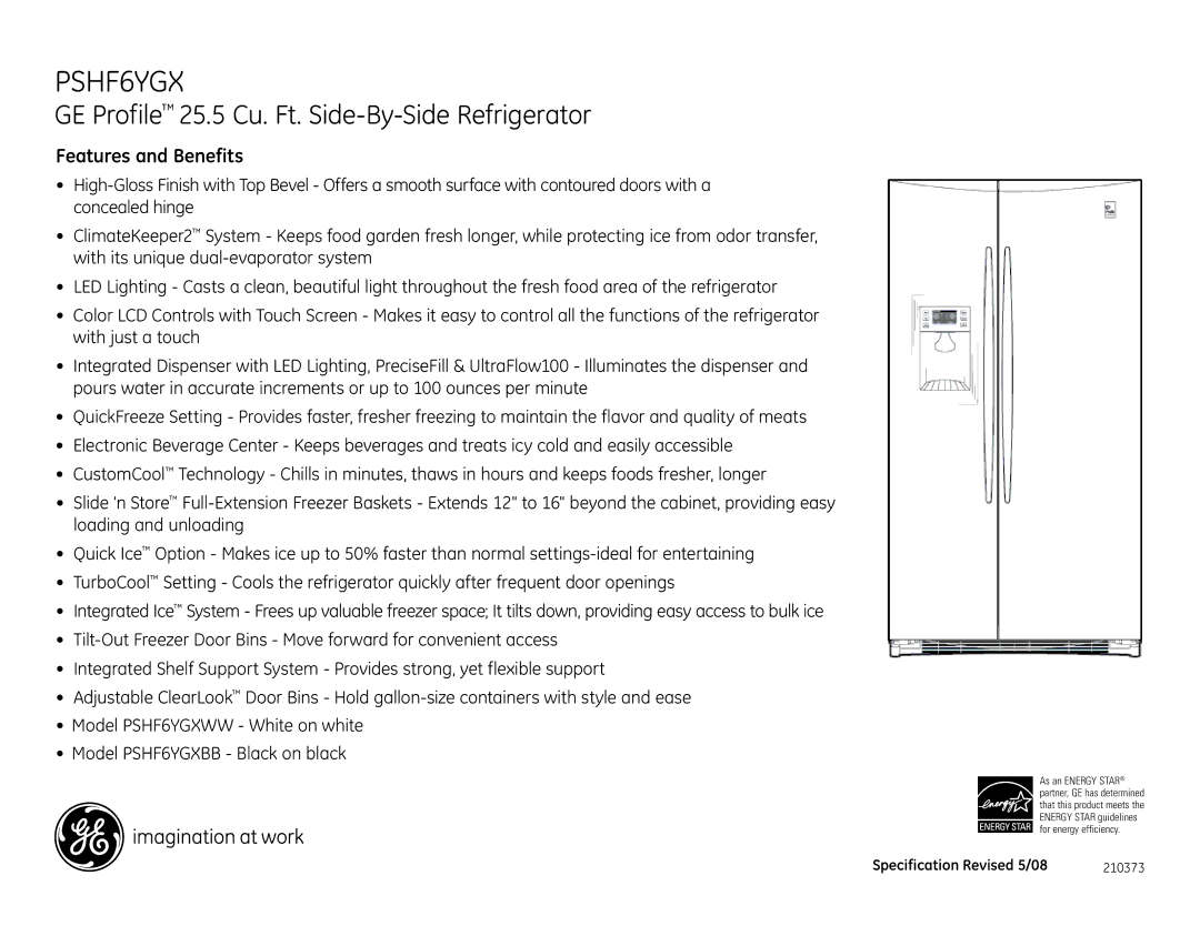 GE PSHF6YGXWW dimensions Features and Benefits 