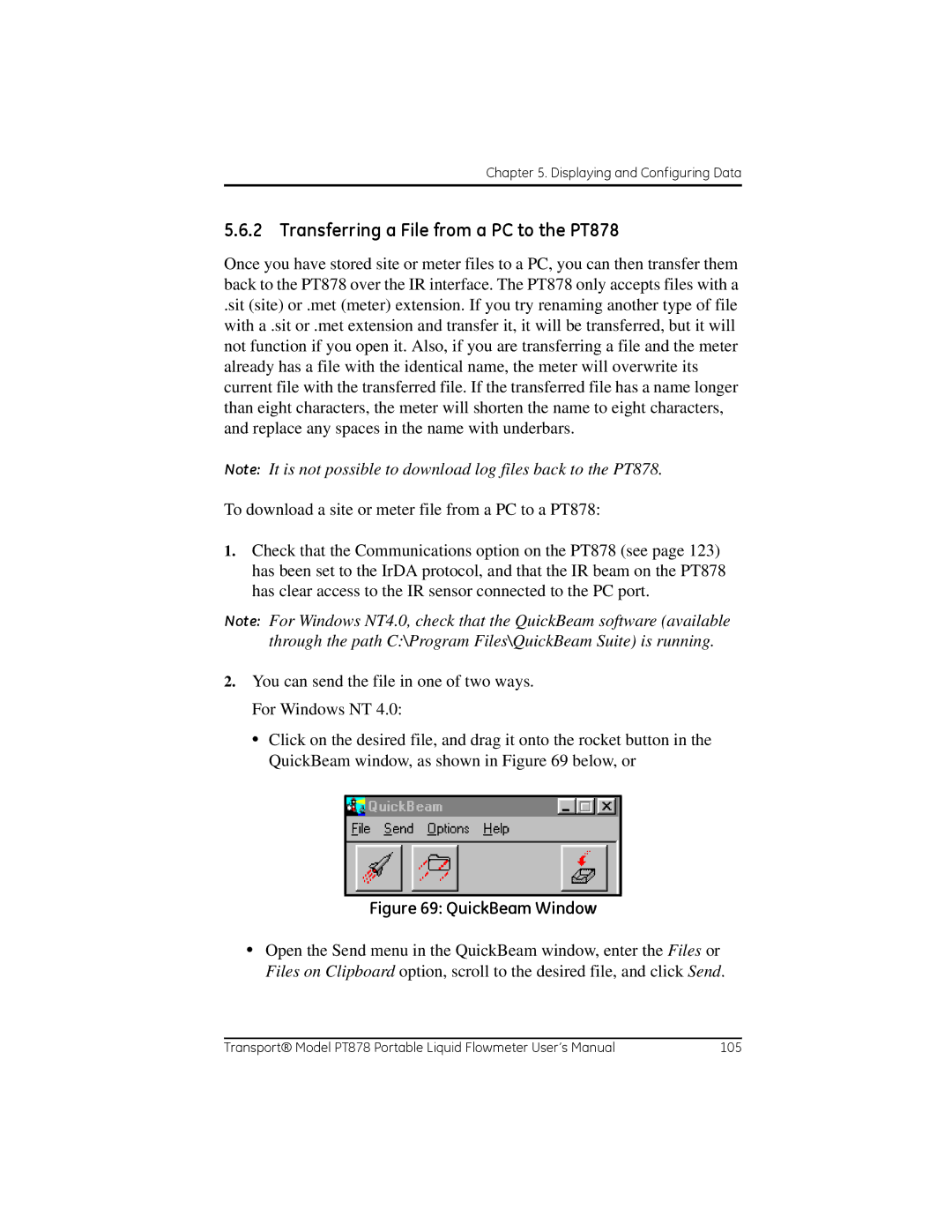 GE PT878 user manual QuickBeam Window 