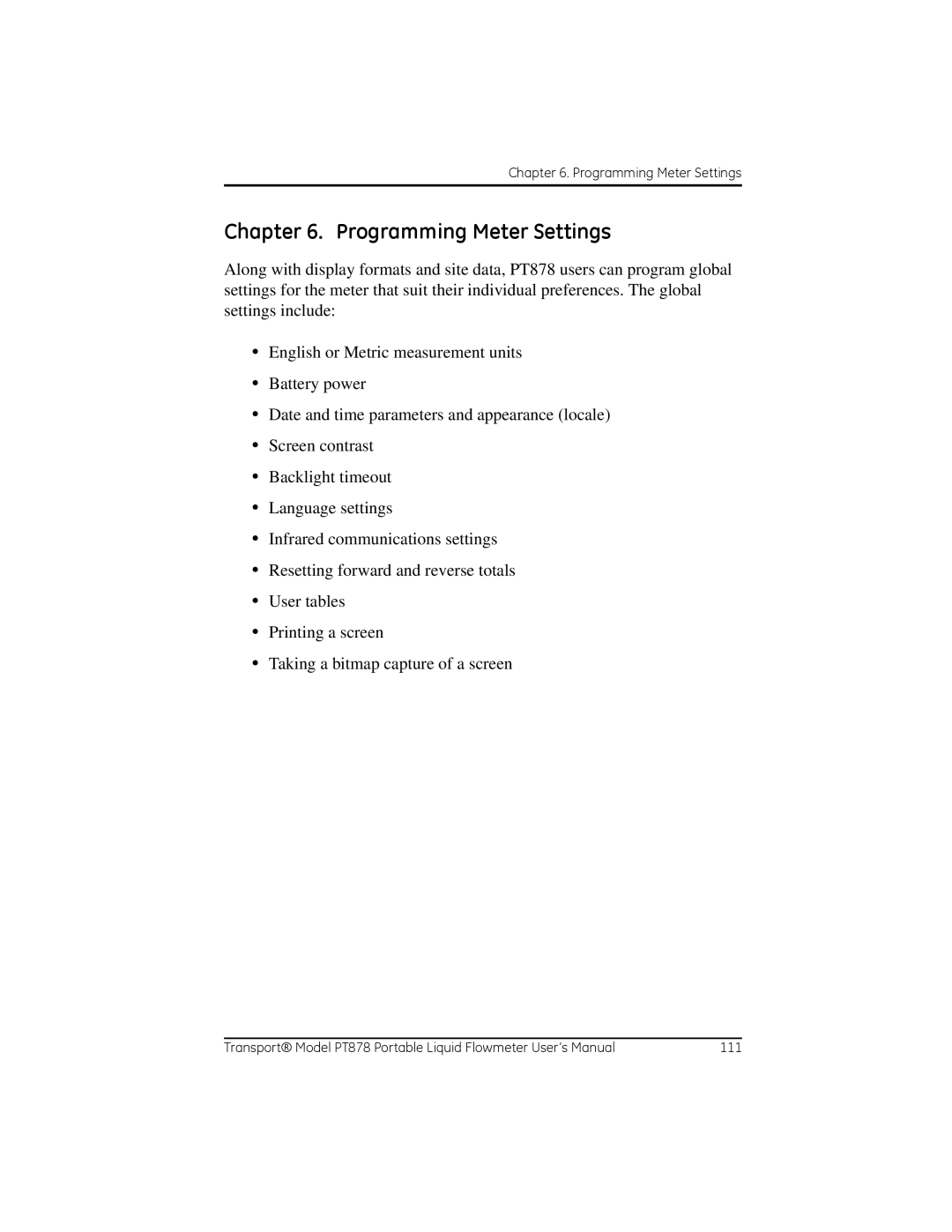 GE PT878 user manual Programming Meter Settings 