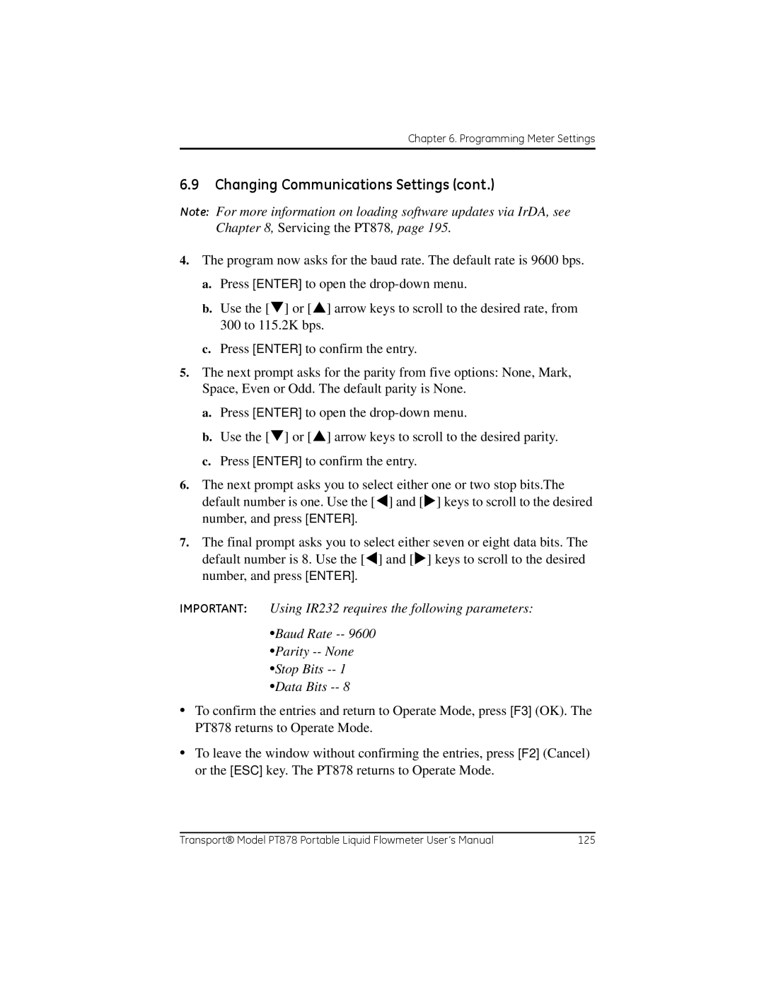 GE PT878 user manual Changing Communications Settings 