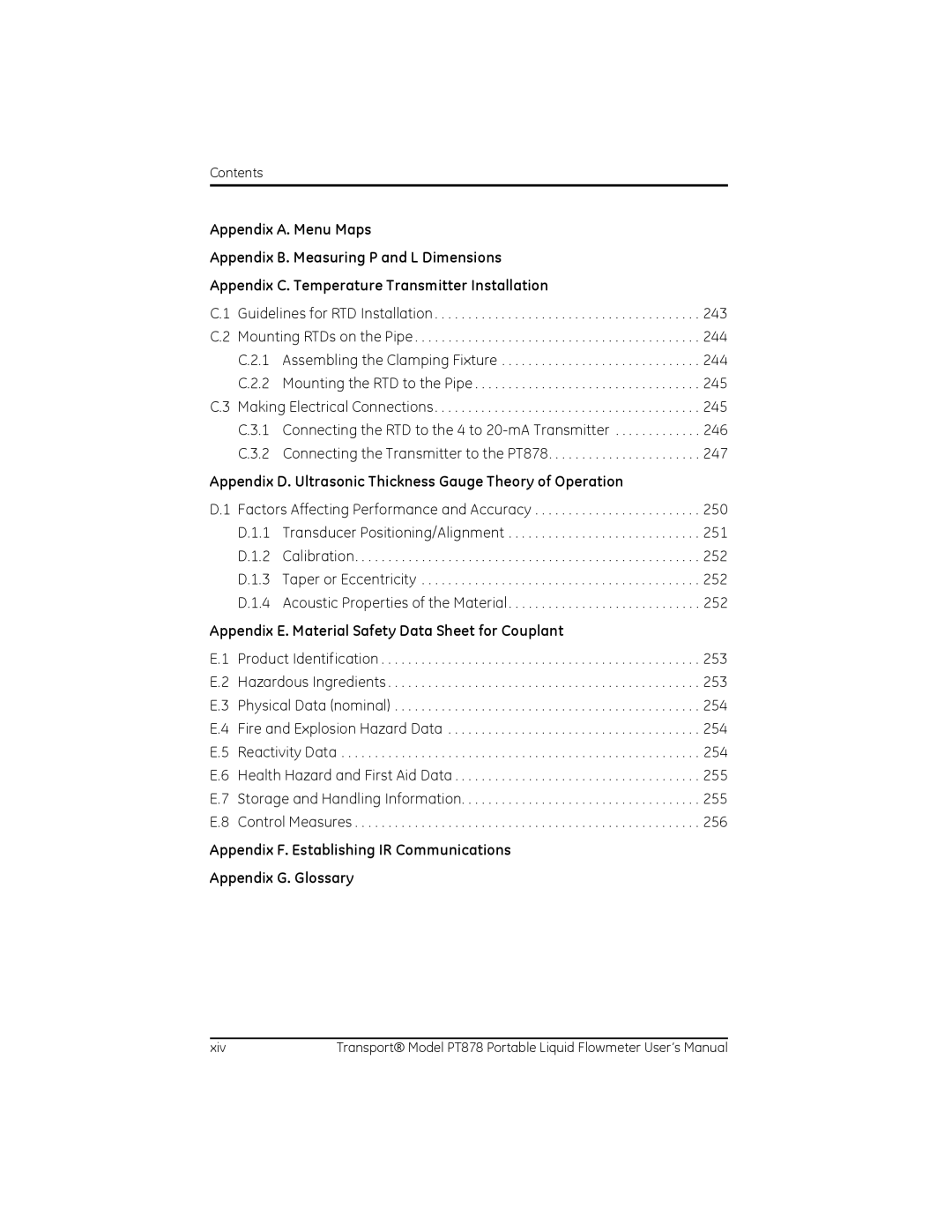 GE PT878 user manual Appendix D. Ultrasonic Thickness Gauge Theory of Operation 